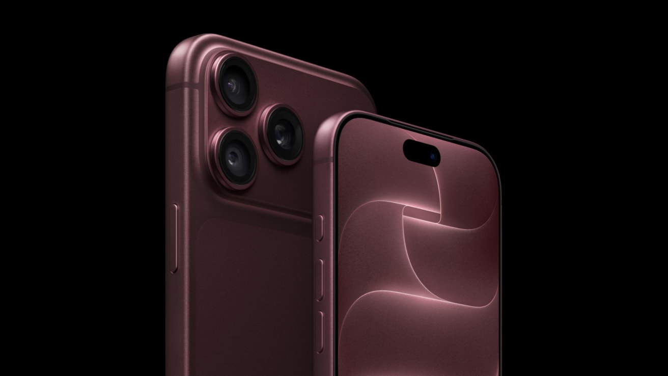 iPhone 18 Pro e Pro Max na cor burgundy, em imagem oficial da Apple.